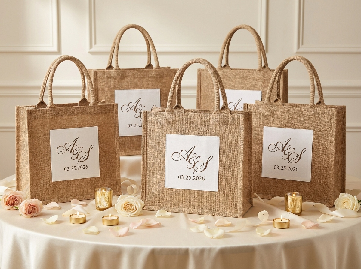Personalized jute welcome bags